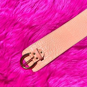 Vintage Pink Crocodile Embossed Belt